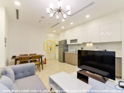 Fall in love with the delicate white color and elegant design of this apartment for rent in Vinhomes Golden River
