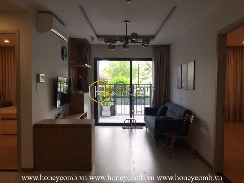 New City apartment for lease – Open living space. Simple wooden furniture. Nice view