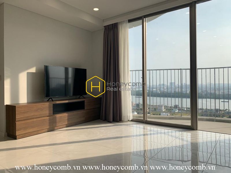 Căn duplex với vài nội thất cơ bản cùng cách bài trí tân thời cho thuê tại Waterina Suites