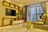 Old-fashioned apartment with beautiful wooden furnishings for rent in Vinhomes Central Park