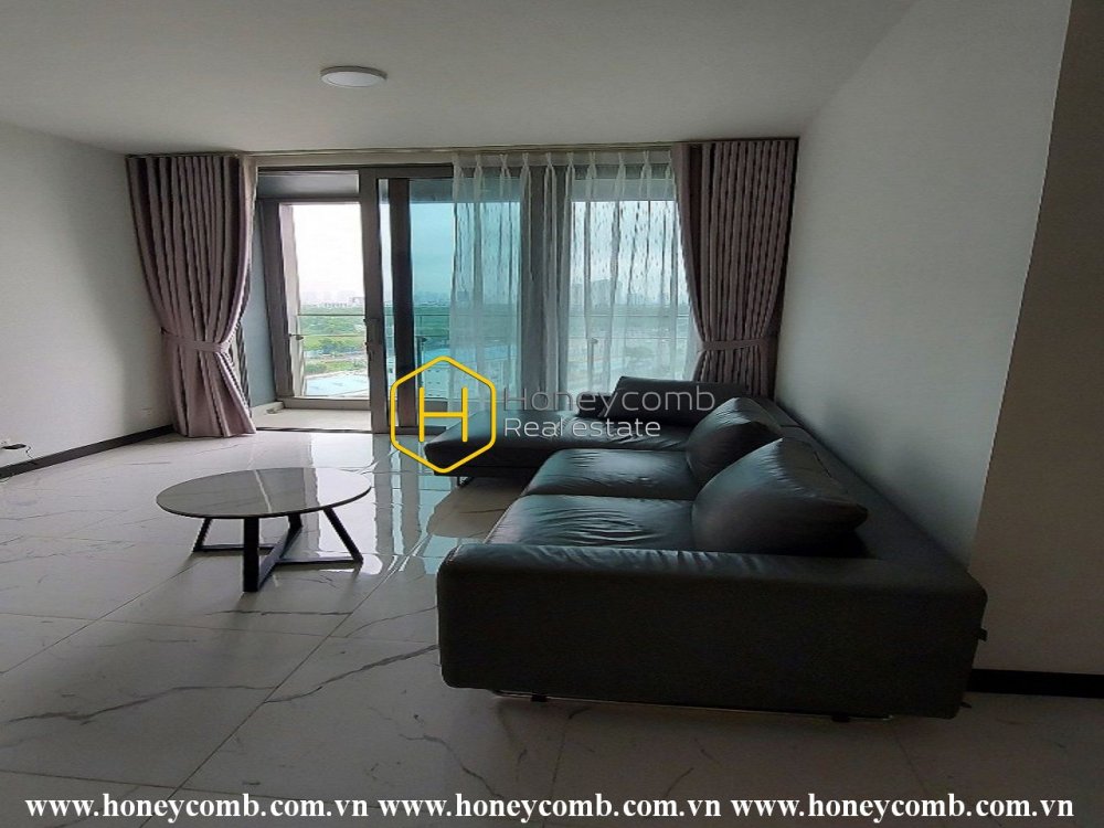 Light floods in the contemporary apartment in Empire City