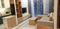 Simplified design apartment with subtle wooden furnishings for rent in Vinhomes Central Park