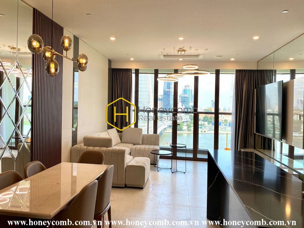 A chic apartment with brilliant accent wall corners in Metropole Thu Thiem is now for rent
