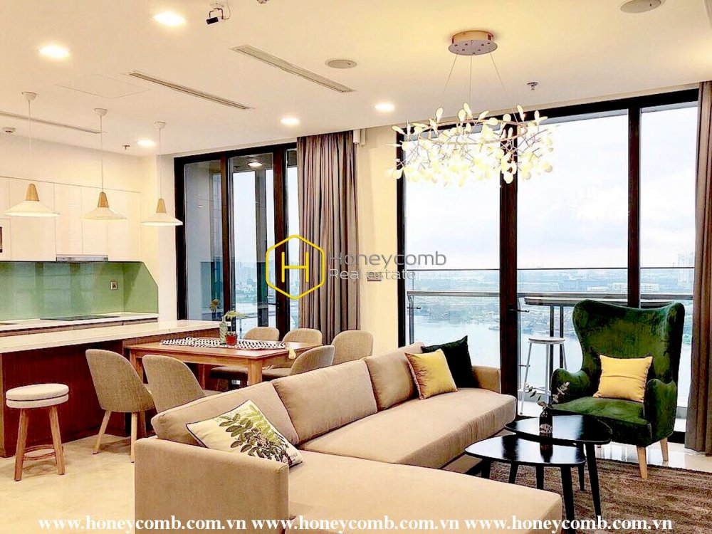 Căn hộ 3 phòng ngủ đơn giản nhưng thoáng đãng và ấm cúng cho thuê tại Vinhomes Golden River
