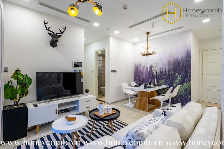 The 2 bedrooms-apartment with Scandinavian style is very impressive in Vinhomes Golden River 