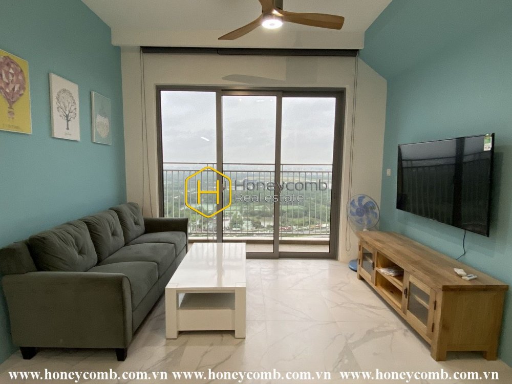 A Palm Heights apartment in gentle blue tonal paint strokes