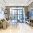 The fresh pastel tone and lovely style create this apartment in Vinhomes Central Park