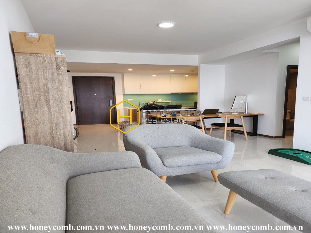 A bright apartment at One Verandah with natural light and tall windows