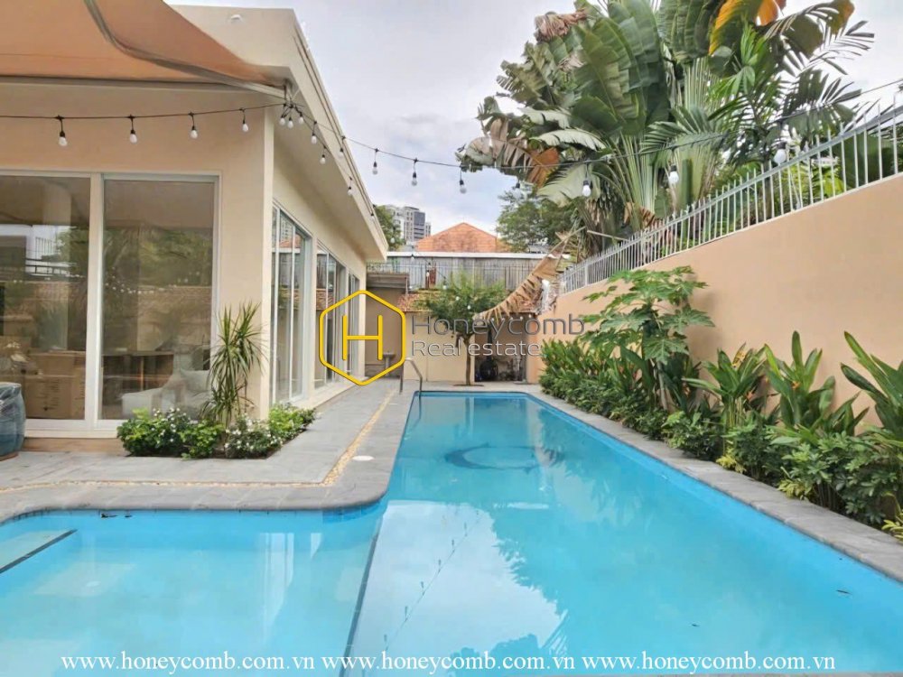 Well - organized design in Retro Style villa for rent in District 2