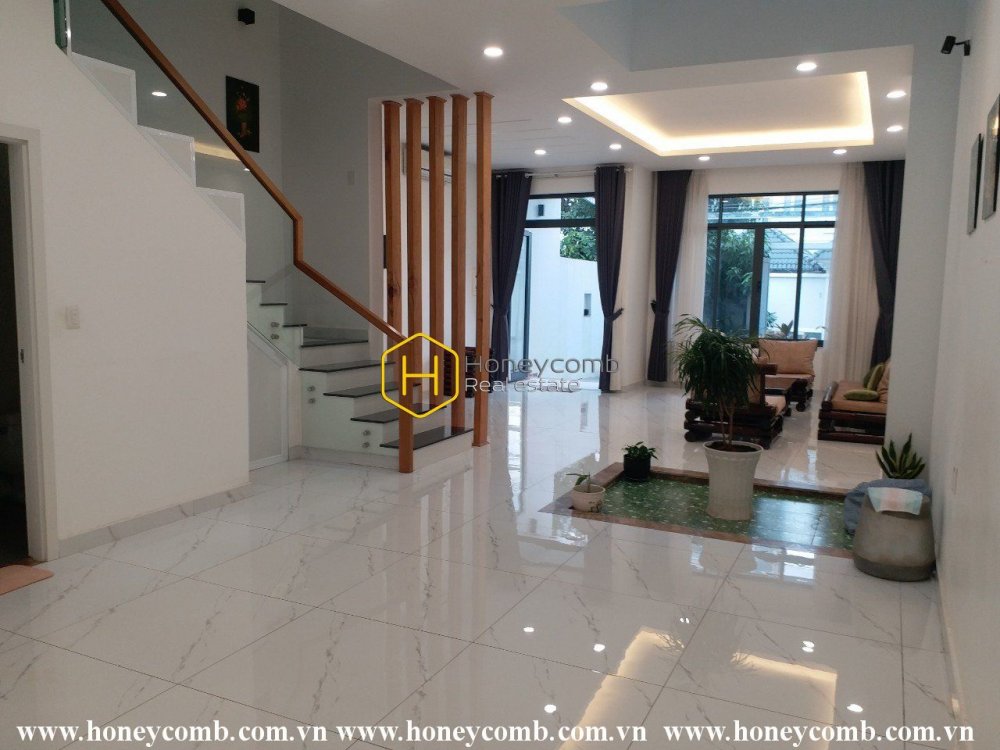 A villa follows a modern Vietnamese standard