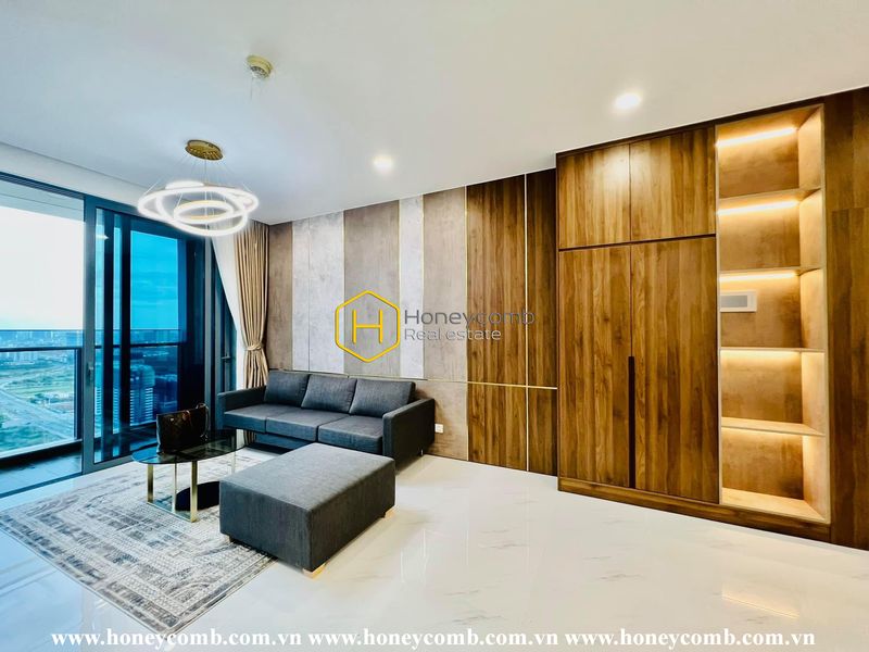 Phong cách sang trọng kết hợp với cách bài trí trung tính trong căn hộ Sunwah Pearl này