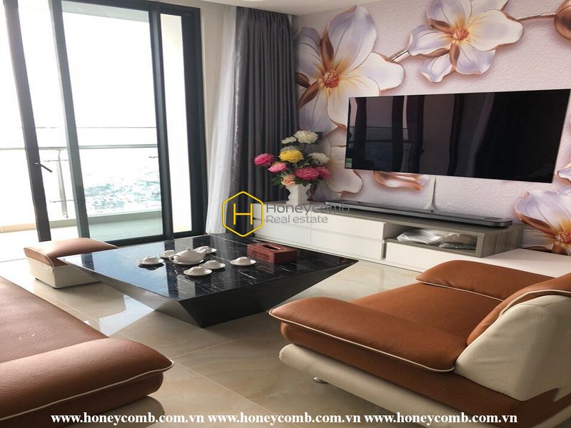 Cho thuê căn hộ Vinhomes Golden River sang trọng với các mảng tường được thiết kế nổi bật