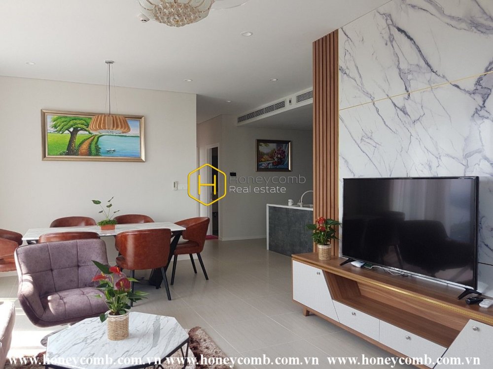 Căn hộ với tông màu ấm quyến rũ cùng nội thất cao cấp ở Diamon Island cho thuê