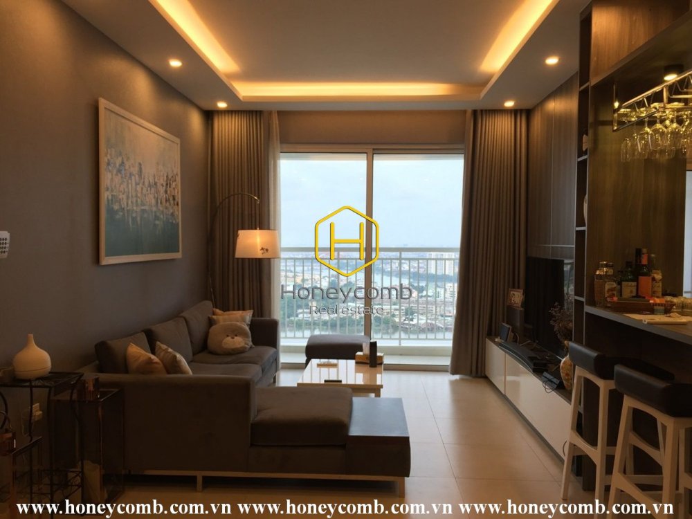 An impressively designed apartment with airy river view for rent in Tropic Garden
