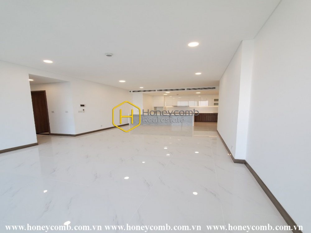 Cho thuê căn hộ chưa nội thất với tông trắng nhã nhặn ở Sunwah Pearl